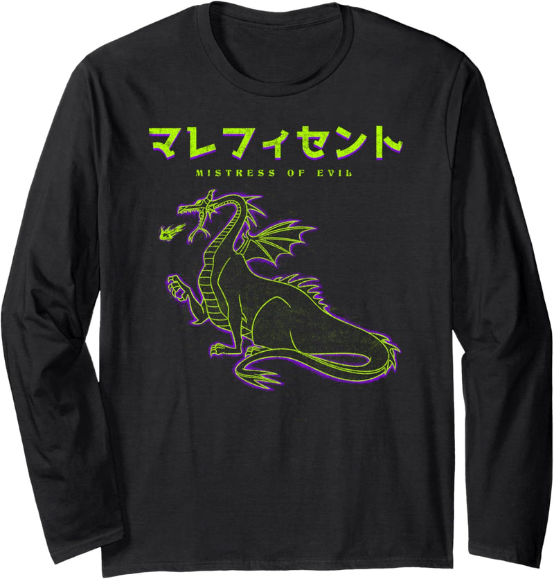 Disney Sleeping Beauty Maleficent Dragon Outline Langarmshirt