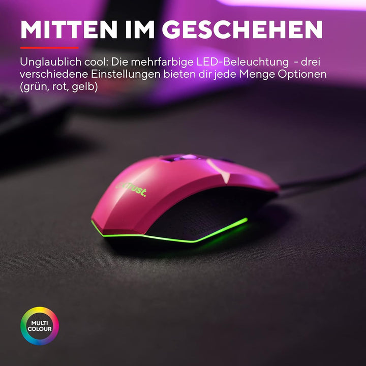 Trust Gaming GXT 109P Felox Gaming Maus mit 6 Programmierbare Tasten, Mehrfarbige LED-Beleuchtung, 2