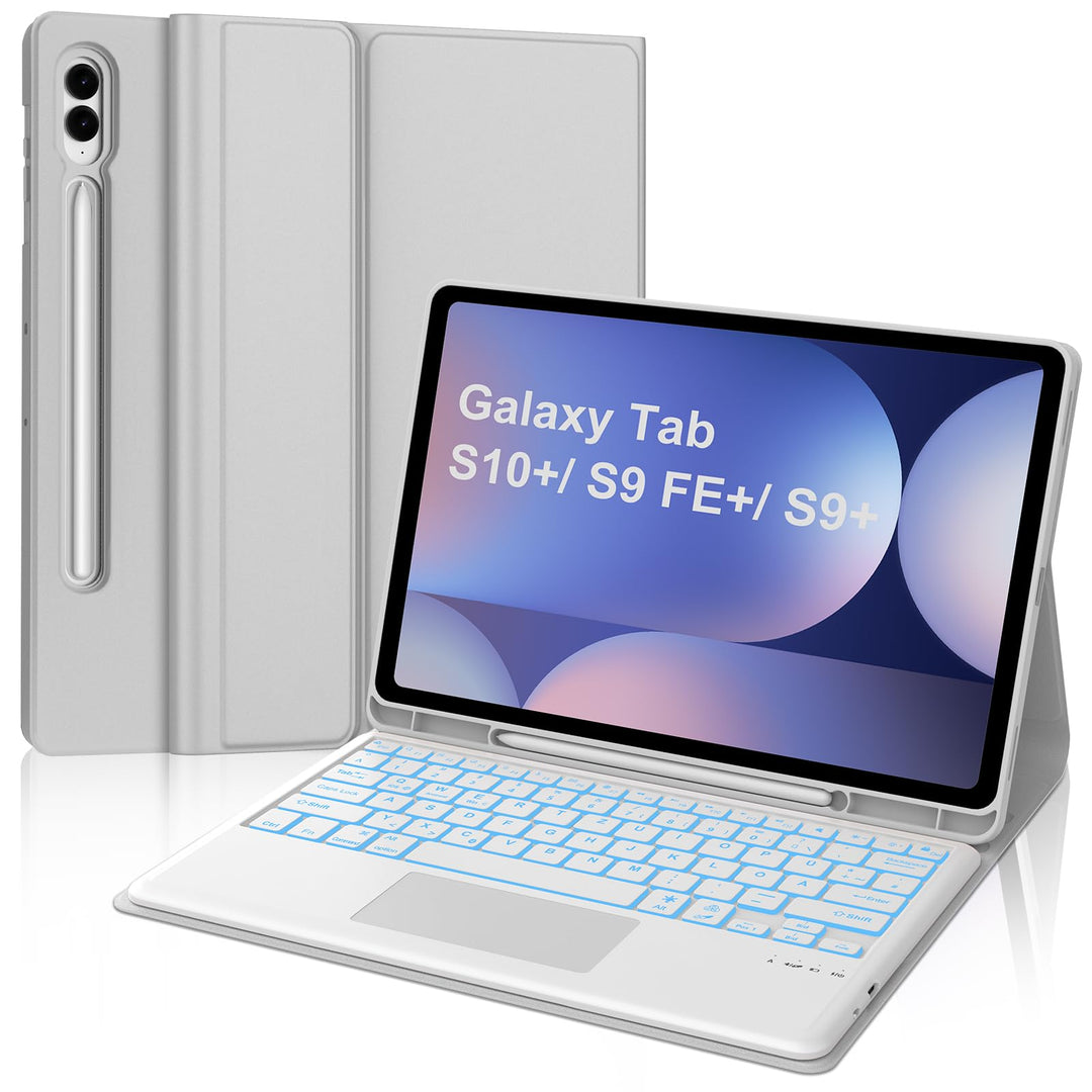 Hülle mit Deutscher QWERTZ-Tastatur für Samsung Galaxy Tab S10 Plus 12,4 Zoll (2024), S9 Plus (2023)