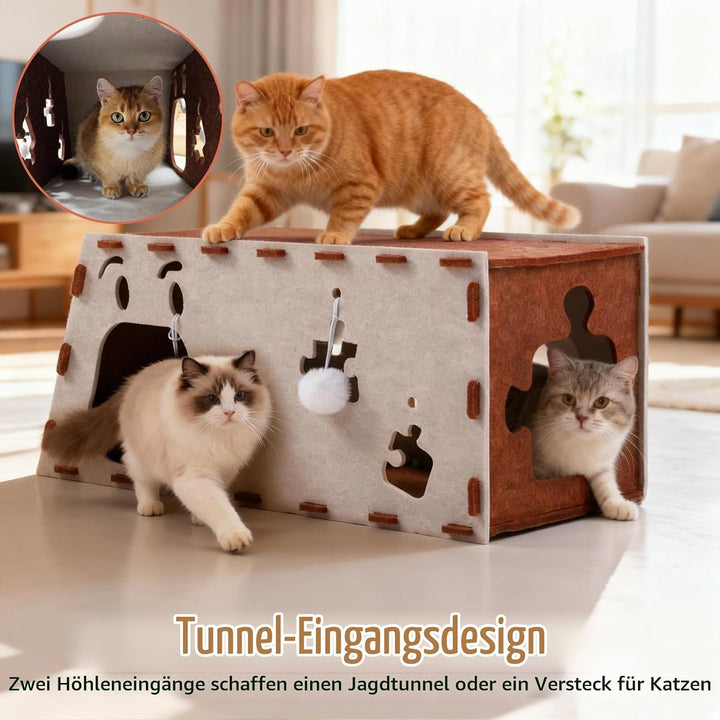 Katzenhöhle Filz, Katzenhaus Indoor,Katzenbett Haustierbett für Katzen und Hunde warme weiche Bequem