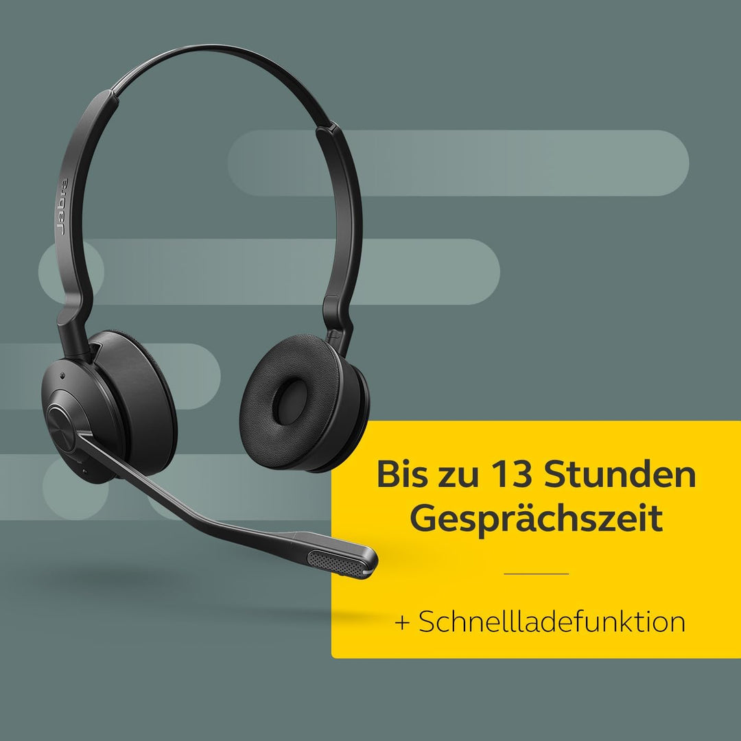 Jabra Engage 65 SE Schnurloses Stereo-Headset für professionelle Anrufe, DECT-Sicherheit, 13-Stunden