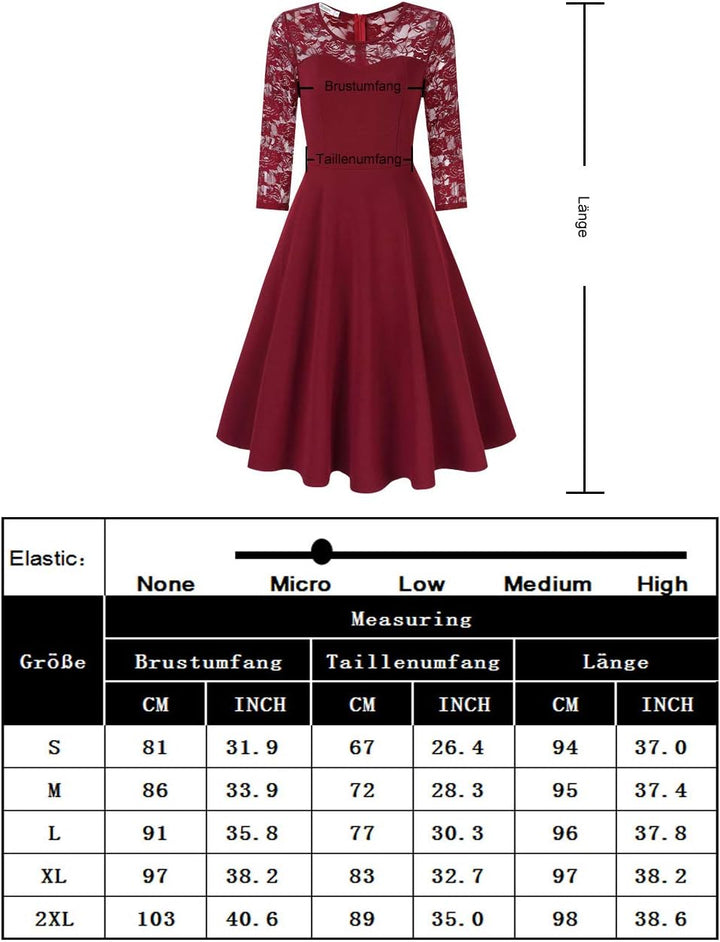 KOJOOIN Damen Elegant Spitzenkleid Cocktailkleid Brautjungfernkleider für Hochzeit Abendkleider Rund