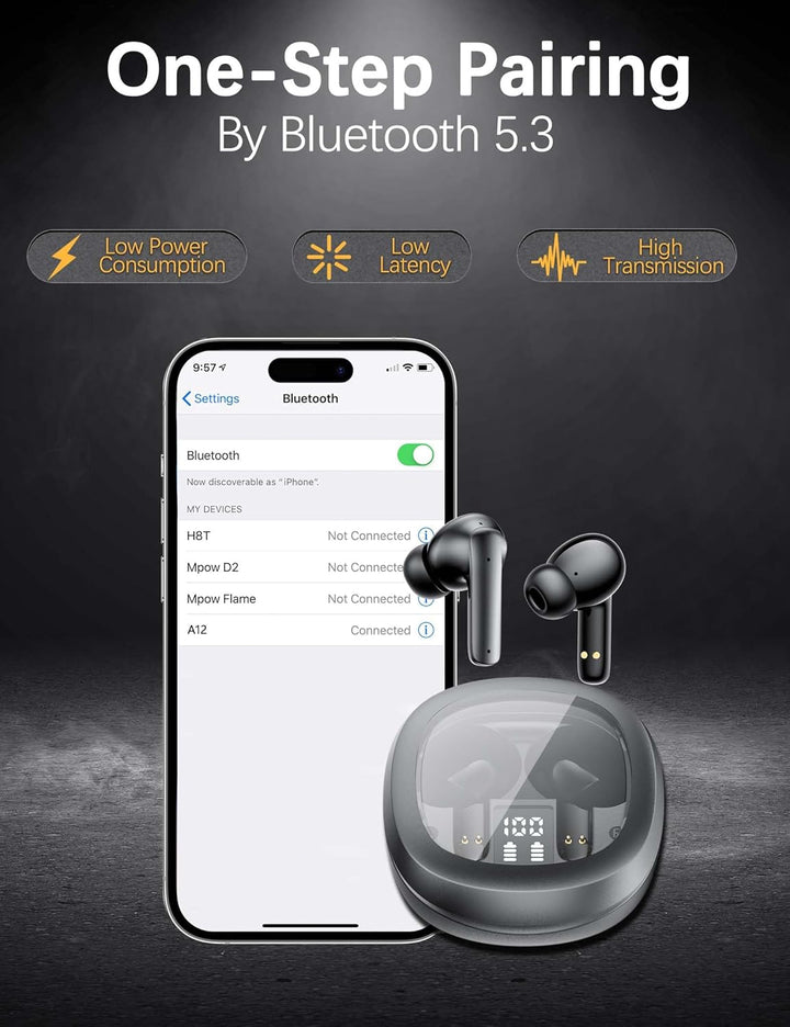 Kopfhörer Kabellos für iPhone 17 Pro Max 14 13 Pixel 9a 8 8a,In Ear Kopfhörer Kabellos Bluetooth 5.3