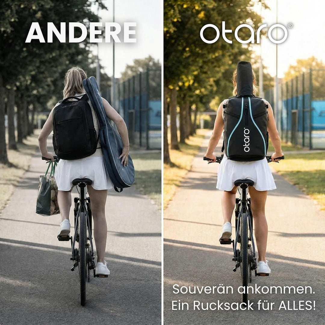 Otaro Tennisrucksack mit Schuhfach (Für 2 Tennisschläger) Inkl. Separierten Schuhfach & Schlägerschu