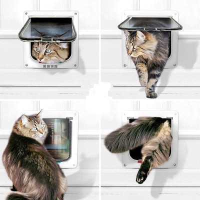 Sailnovo Katzenklappe 4-Way Magnetic Lock hundeklappe Haustiertüre Cat Flap 19 * 20 * 5.5cm Dog Cat