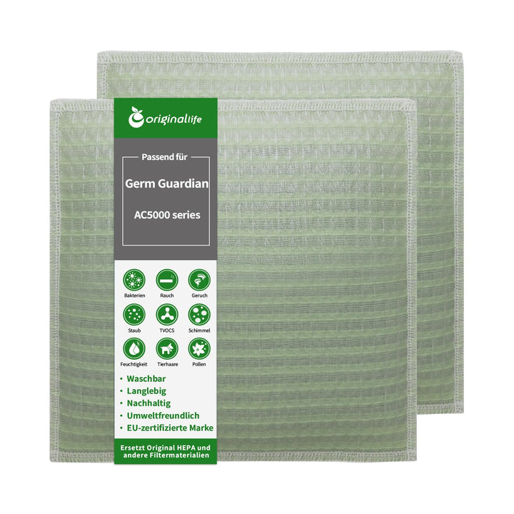 Original Life Waschbar Ersatzfilter für Germ Guardian FLT5000, kompatibel mit Germ Guardian Luftrein