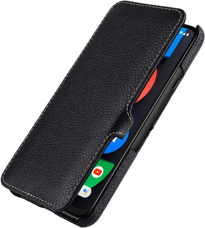STILGUT Book Case kompatibel mit Google Pixel 4a 5G Hülle aus Leder mit Clip-Verschluss, Lederhülle,
