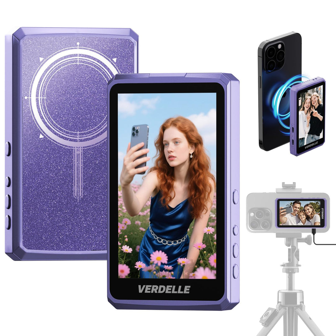 VERDELLE Handy Selfie Monitor, Magnetischer Vlog Selfie Monitor Bildschirm für iPhone/Android, Unter