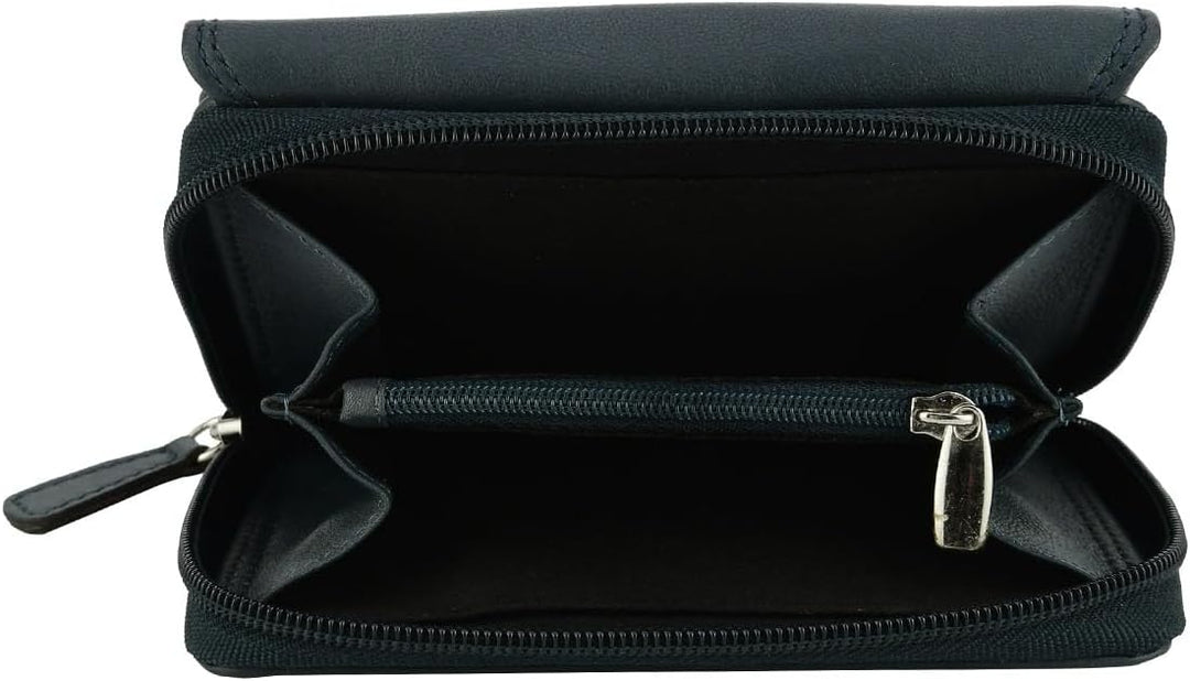 Laura Biagiotti Damen-Geldbörse aus echtem Leder, geräumig mit Geschenkbox Navy 208, Navy 208