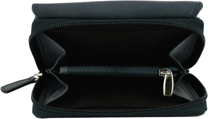 Laura Biagiotti Damen-Geldbörse aus echtem Leder, geräumig mit Geschenkbox Navy 208, Navy 208