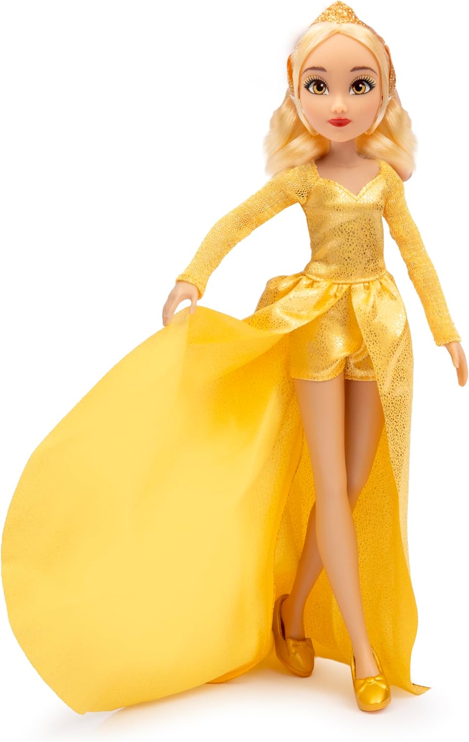 Winx Club Grand Ball Puppe – Stella im funkelnden goldenen Kleid mit Tiara – voll bewegliche Mode-Fe