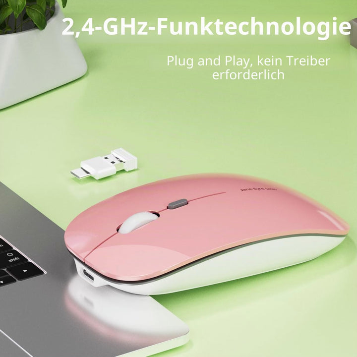 Uiosmuph Q5 Kabellos Maus, Wiederaufladbar Funkmaus 2.4G Leise Funkmaus Ultra Dünn Wireless Computer