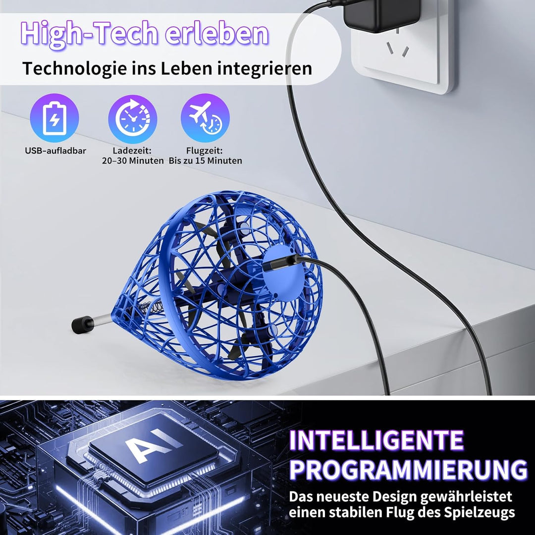 Fliegender Ball Lite Spielzeug, Mini Drohne KI-Bewegungssteuerung & 360°-Flip, Wiederaufladbare Droh