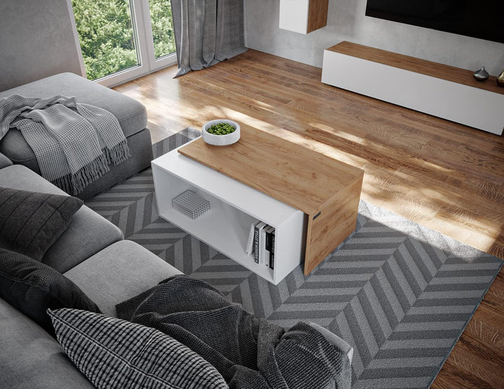 PLATAN ROOM Couchtisch Kaffeetisch 2er Set 90x48x40 cm, moderner Wohnzimmertisch, Sofatisch mit Stau