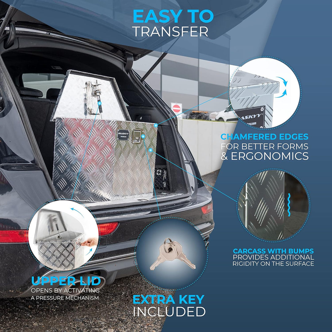 Aluminium Transportbox 700x285x420 mm Trapez Truckbox Deichselbox Werkzeugkasten Alubox Alukoffer Tr