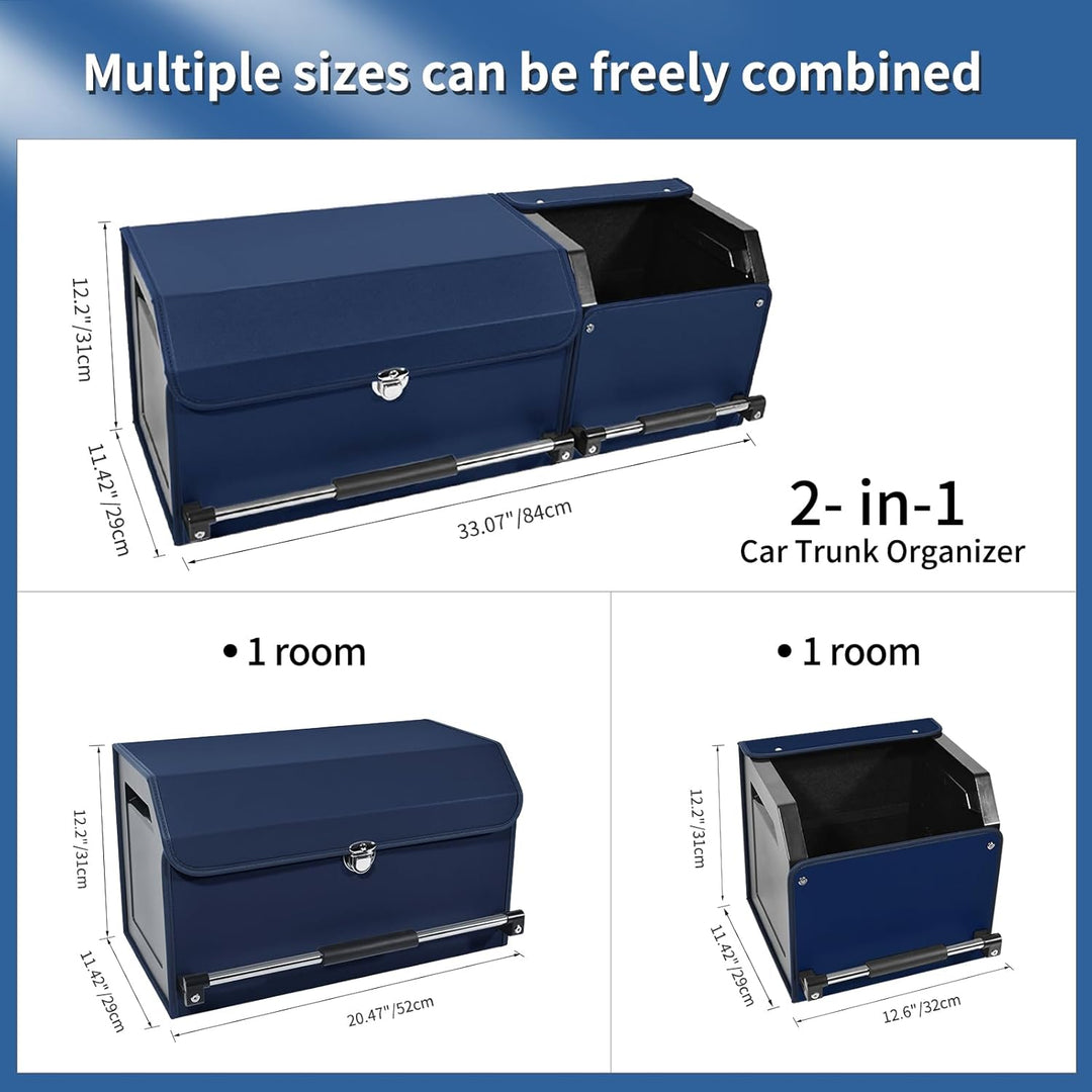 Auto Kofferraum Organizer, 2 in 1 Langlebig Leder Aufbewahrungsbox mit Deckel und stabilem Griff, Gr