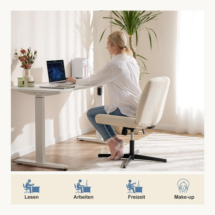 DUMOS Bürostuhl Ohne Armlehne, Atmungsaktives und Bequemes Netzgewebe Schneidersitz Stuhl, mit Verbr