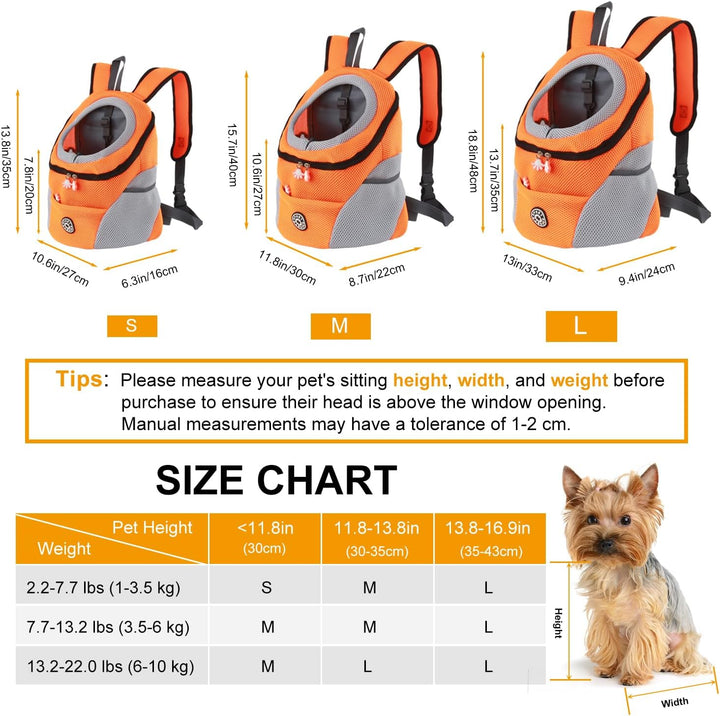 Hundetrage-Rucksack Welpentasche Kleine Haustier-Fronttasche mit Atmungsaktivem, Head-Out-Design, Wa