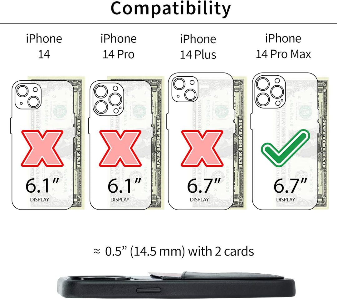 Dockem Echtleder Kartenetui für iPhone 14 Pro Max mit Kartenfachen und Integrierter Metallplatte zur