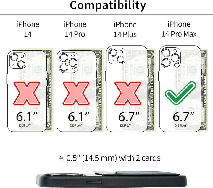 Dockem Echtleder Kartenetui für iPhone 14 Pro Max mit Kartenfachen und Integrierter Metallplatte zur