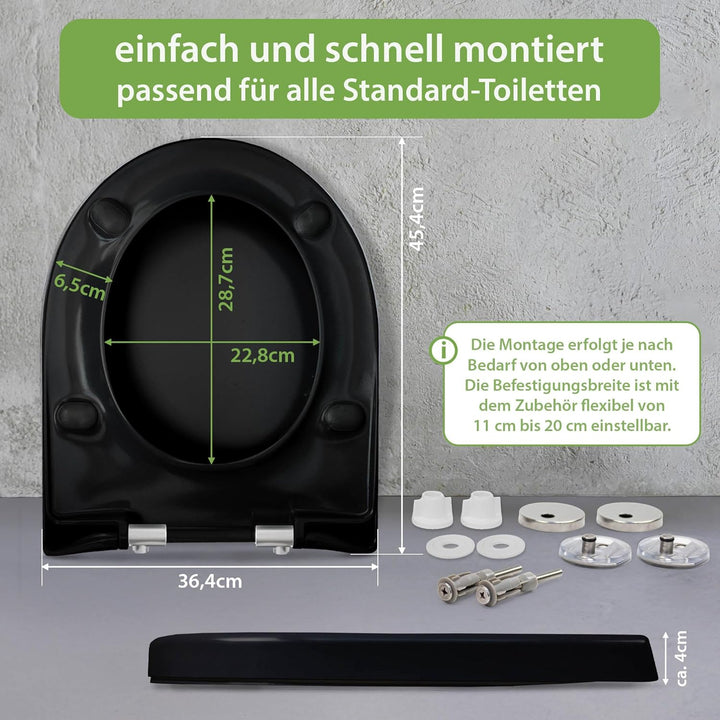 banjado WC Sitz mit Absenkautomatik D Form - Toilettendeckel mit Absenkautomatik D Form - Klodeckel