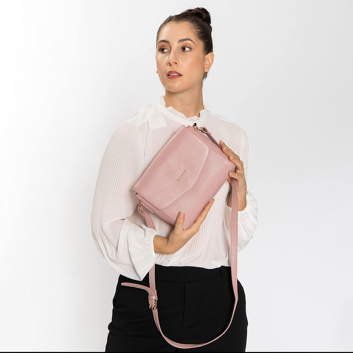 Lazarotti Bologna Leder Umhängetasche Damen | verstellbarer Schultergurt | mittelgrosse Crossbody Ba