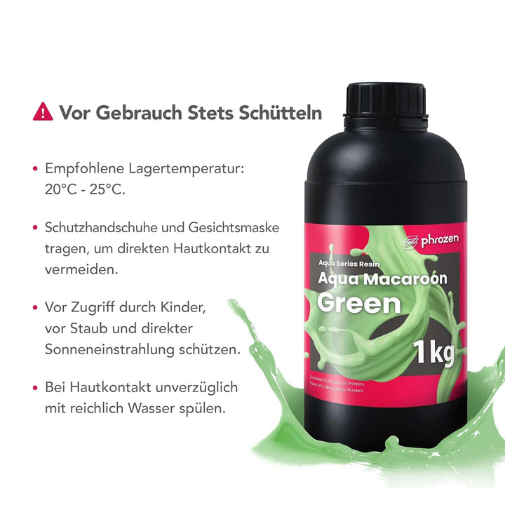 Phrozen Aqua Macaroon-Green | 3D Drucker Resin für SLA/DLP/LCD 3D Printer | 405nm Standard Photopoly