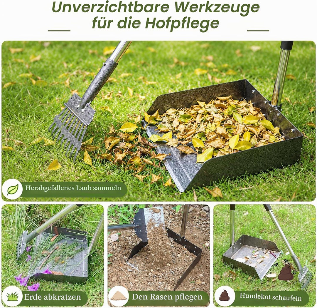 Bamda Hundekotschaufel, Dog Poop Scooper für Hundekot mit Verstellbarem Langem Griff, Tablett, Harke