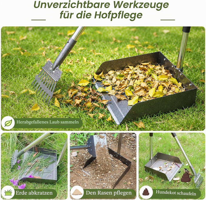 Bamda Hundekotschaufel, Dog Poop Scooper für Hundekot mit Verstellbarem Langem Griff, Tablett, Harke