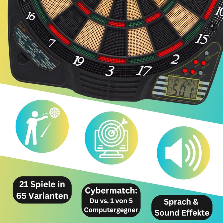 Best Sporting Dartscheibe elektronisch Chester 2 I elektronische Dartscheibe mit LCD-Anzeige I E-Dar