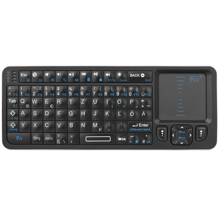 Rii Mini Tastatur Bluetooth mit Touchpad, Wireless Tastatur mit IR-Lernen und Hintergrundbeleuchtung