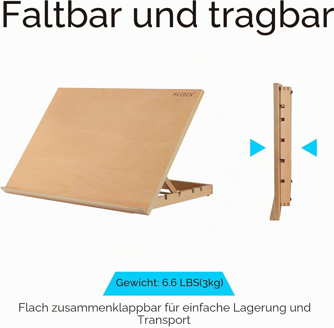 MEEDEN Extra grosse Schreibtischstaffelei: 50,8 x 76,2 cm, tragbar, Buchenholz, Standstaffelei – 5 P