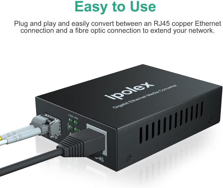 1.25G Gigabit Ethernet SFP to RJ45 Fiber Media Converter, 10/100/1000M RJ45 to 1000M SFP Slot, Fiber