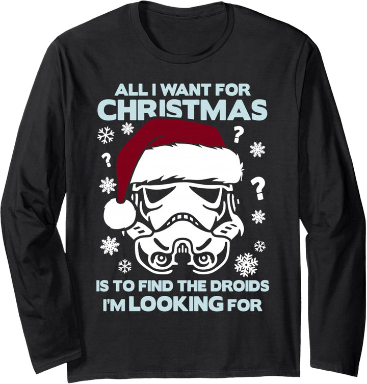 Star Wars Trooper Find The Droids For Christmas Text Langarmshirt