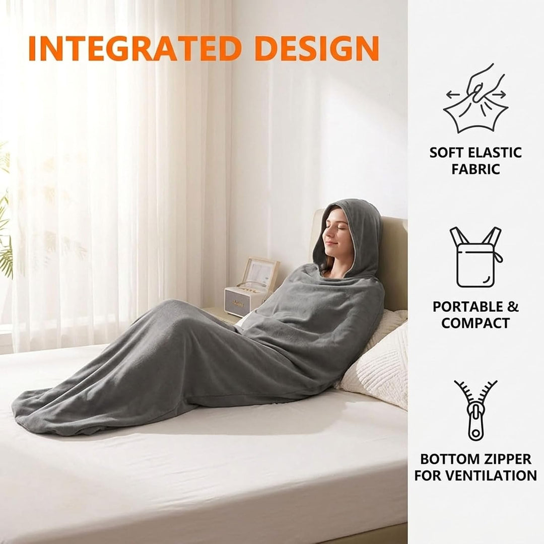 Schlafsack Wearable Pod, Hoodie Schlafsack für Reisen und Zuhause, Leichter Polyester mit Kapuze, At