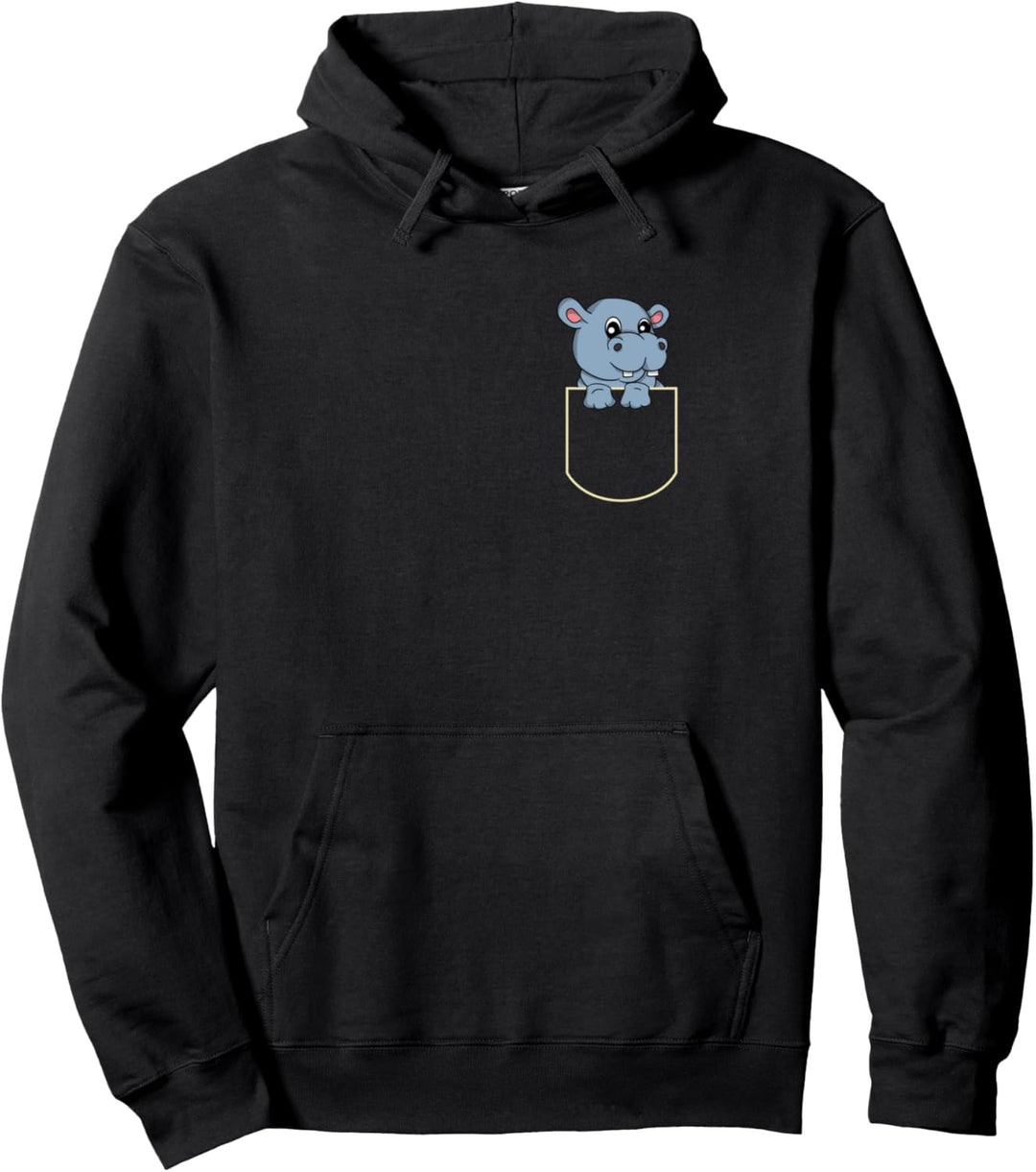 Lustiges Nilpferd In Der Brusttasche Geschenk Hippo Pocket Pullover Hoodie