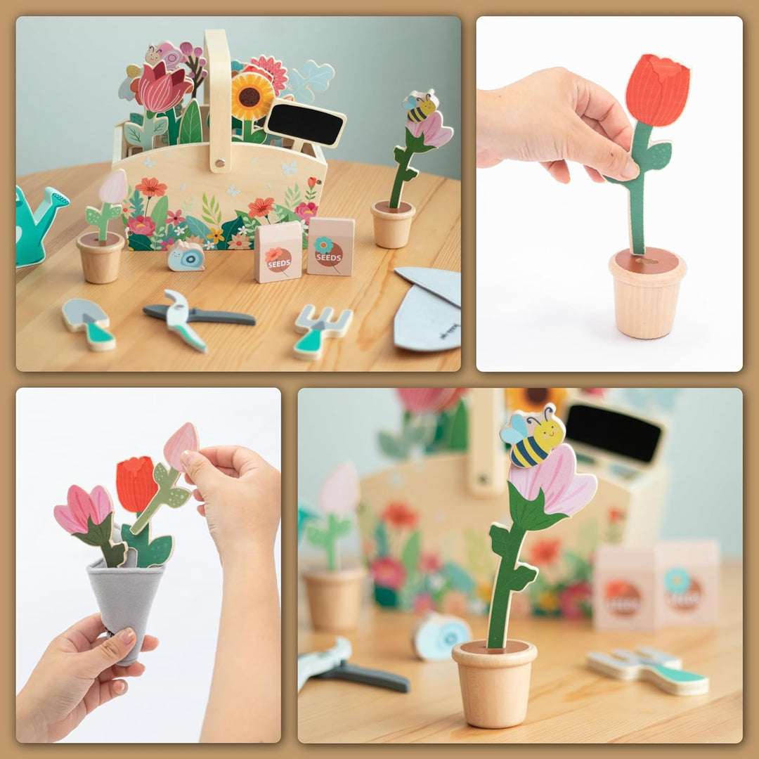 umu® Garten-Set aus Holz für Kinder mit Zubehör - Gartenspielzeug für Kinder, Gartengeräte-Set für M