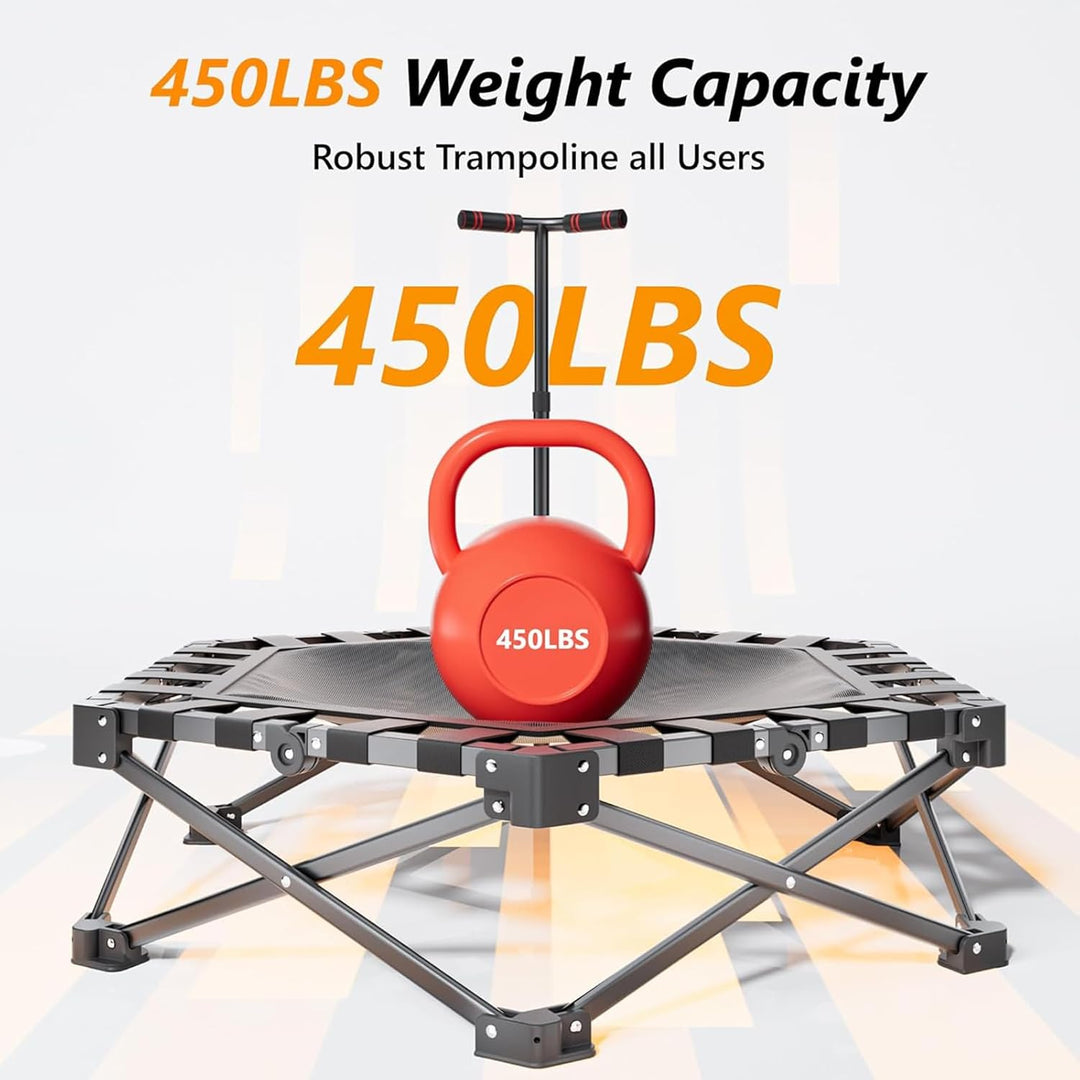 42" Faltbares Rebounder-Trampolin mit verstellbarem Griff, Fitness-Trampolin, Bungee-Rebounder, Jump