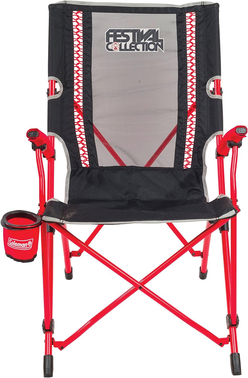 Coleman Faltstuhl Bungee Chair mit Stahlgestell Zum Relaxen, Campingstuhl mit Armlehnen und Getränke