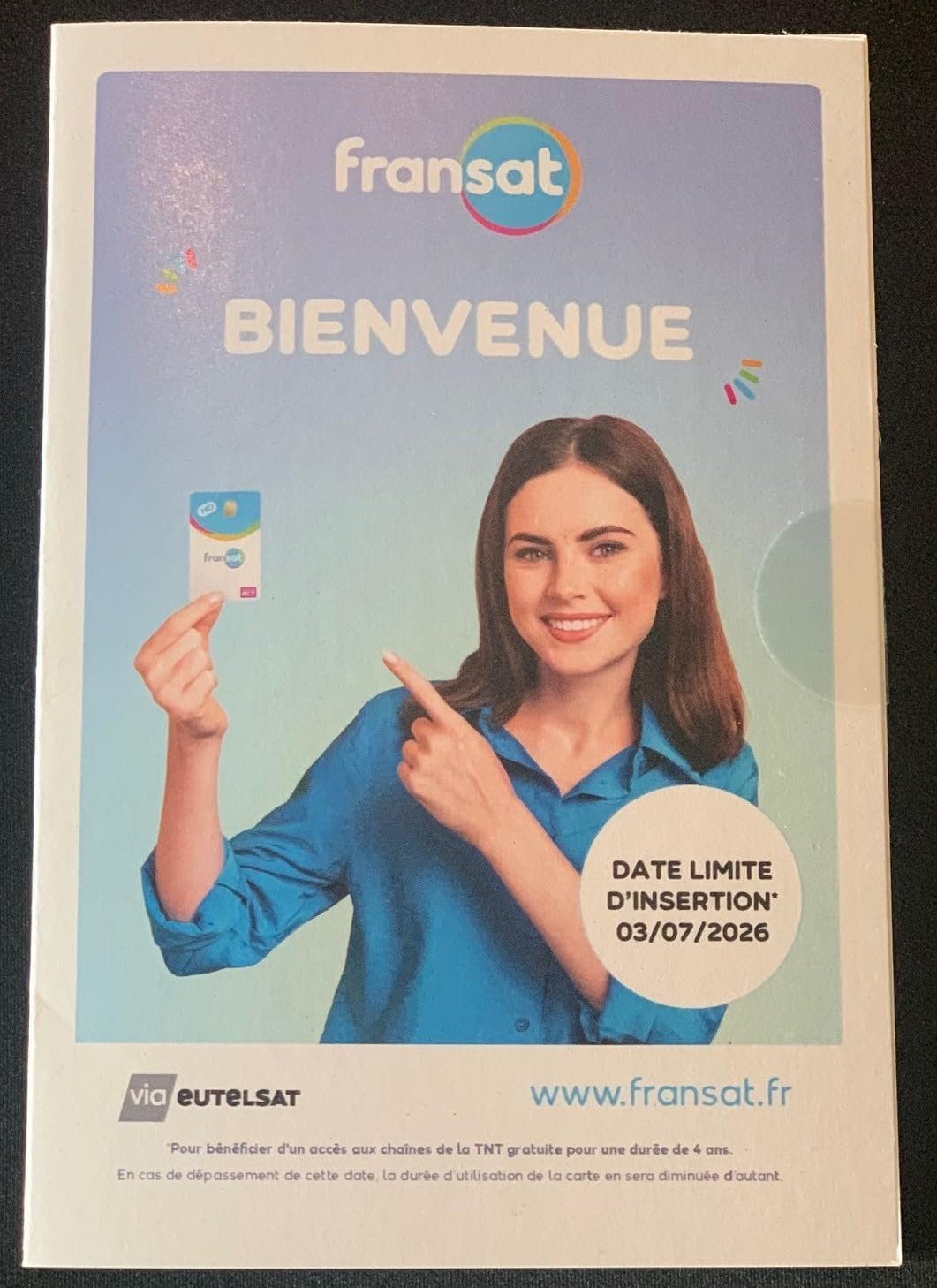 Offizielle Karte Fransat, Satellite EUTELSAT 5 West B, Laufzeit 4 Jahre