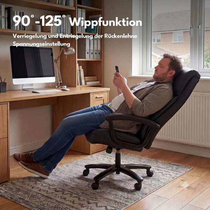 Ergonomischer Bürostuhl 200kg, Chefsessel, Schreibtischstuhl, Bequem XXL Breiter Sitzfläche, verdick