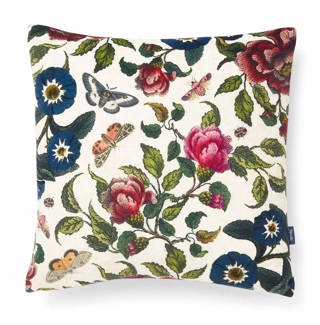 Spode Creatures of Curiosity Kissen mit Blumenmuster, 30 x 30 cm, cremefarben