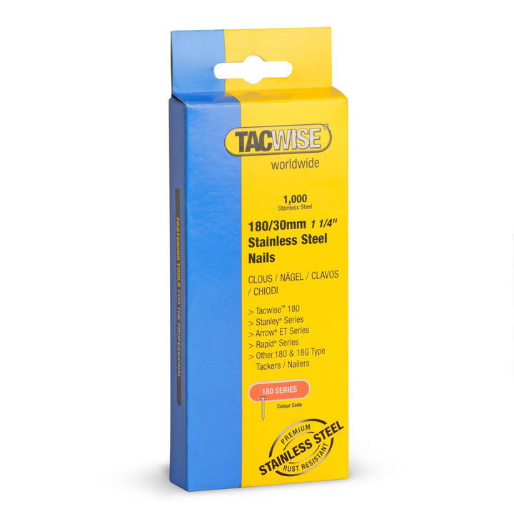 Tacwise 1067 Typ 180 / 30mm Edelstahl 18G Stiftnägel, Packung mit 1000 Stück 30 mm, 30 mm