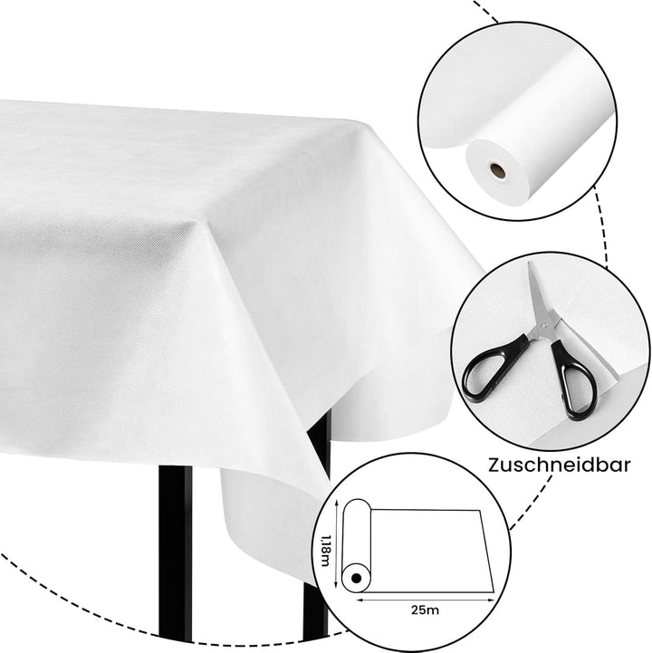 WOLTU Tischdeckenrolle, Einweg Vlies Tischdecke, Tischschutz wasserdicht Tischtuch Zuschneidbar, Tis