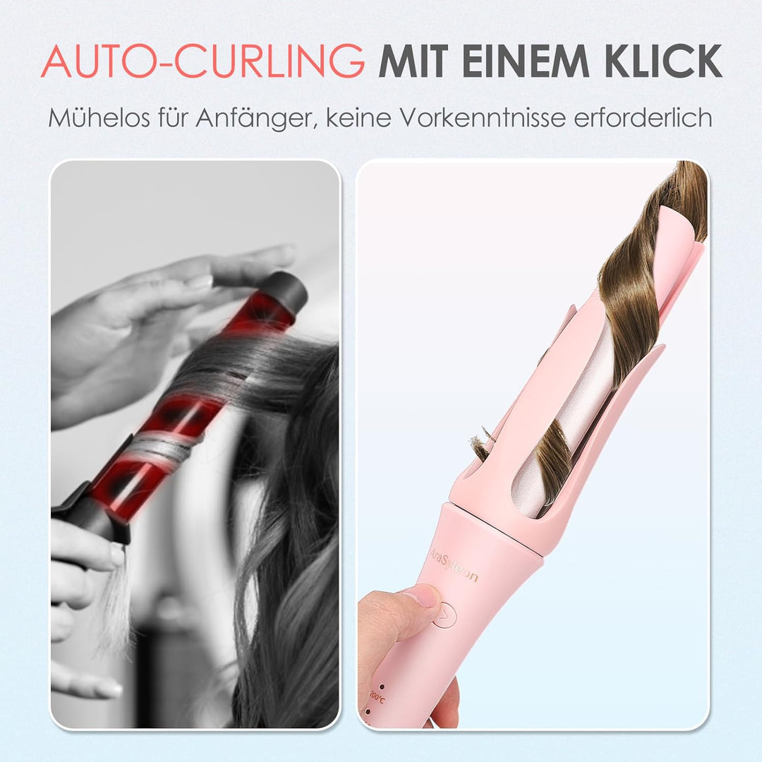 AraSyleon Automatischer Lockenstab Bidirektional | 32mm 3-Temp 30s Aufheizen | Ionen & Anti-Verbrenn