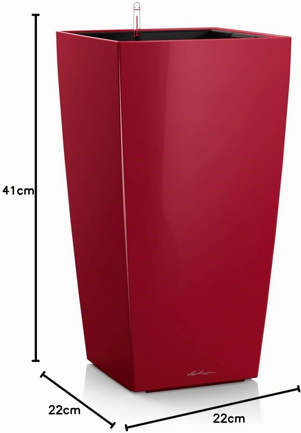 LECHUZA CUBICO Premium 22 scarlet rot hochglanz 18479 22x22x41 cm Scarlet Rot Hochglanz, 22x22x41 cm