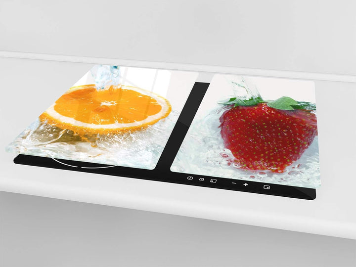 Küchenbrett aus Hartglas und Induktionskochplattenabdeckung – Schneideplatten SINGLE mit 60 x 52 cm