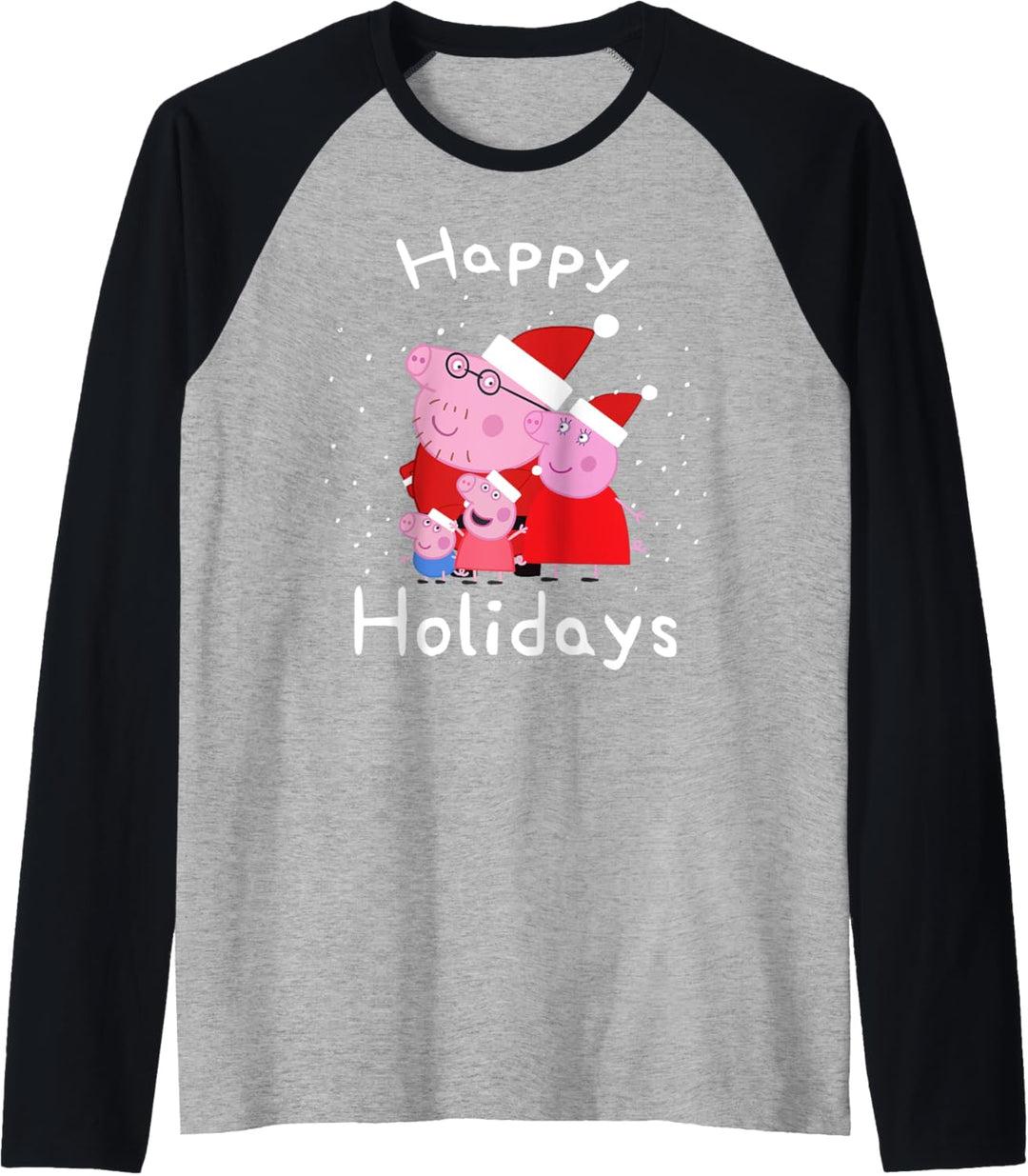 Peppa Pig Christmas Family Portrait Happy Holidays Snow Logo Raglan