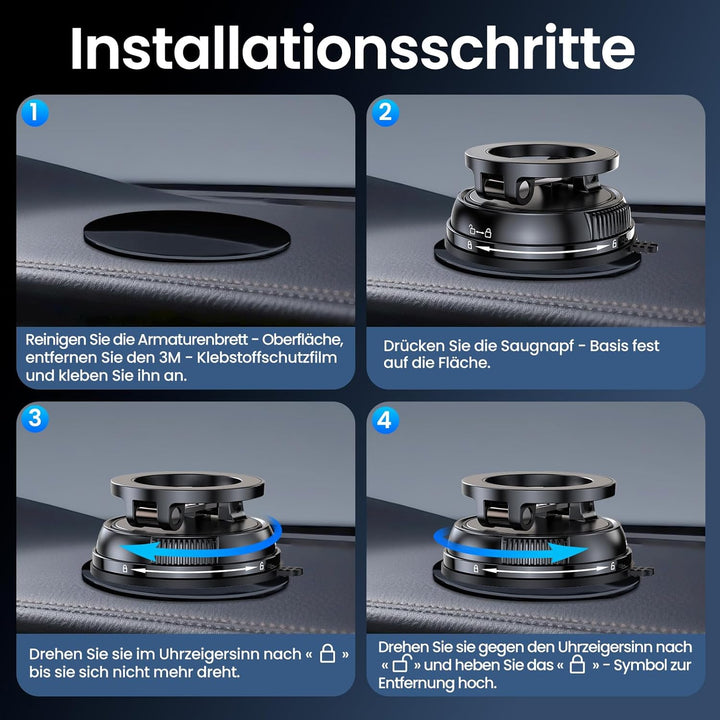 GizmoVine Magnetische Autohalterung für Handy, 2026 Upgrade, 360° Einstellbar, 35kg Starksaugnapf, M