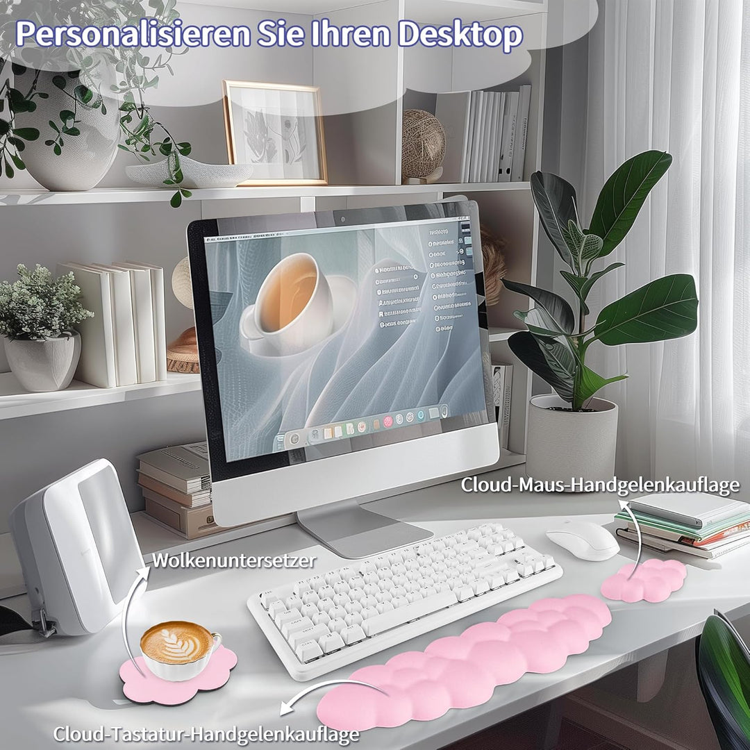 Sushret Wolke Handballenauflage Tastatur, Ergonomisches Wolke Handauflage Tastatur Mit PU Leder Memo